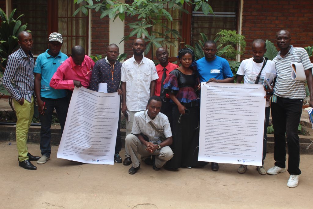 Quelques participants à l'atelier de formation sur le journalisme sensible aux conflits en période électorale organisée par JPDDH