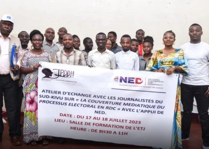 BUKAVU:JPDDH a forme les journalistes sur la couverture médiatique du processus électoral en RDC